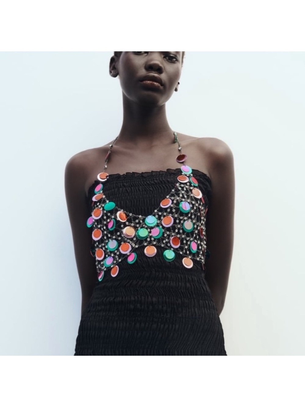 Zara Sequin Mirror Chain Bra Top - Picture 3 of 10